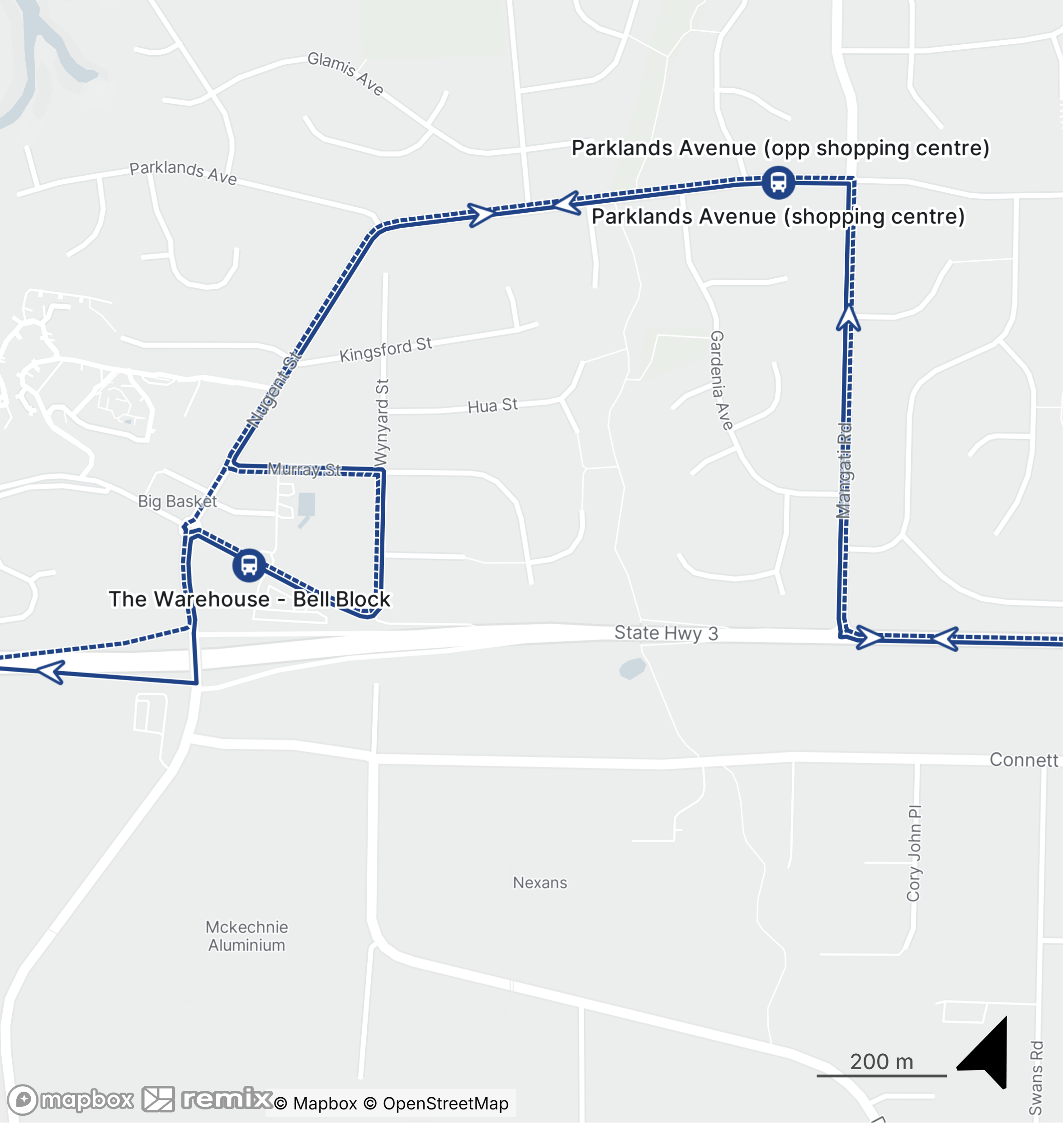 Route 20 Bell Block Map